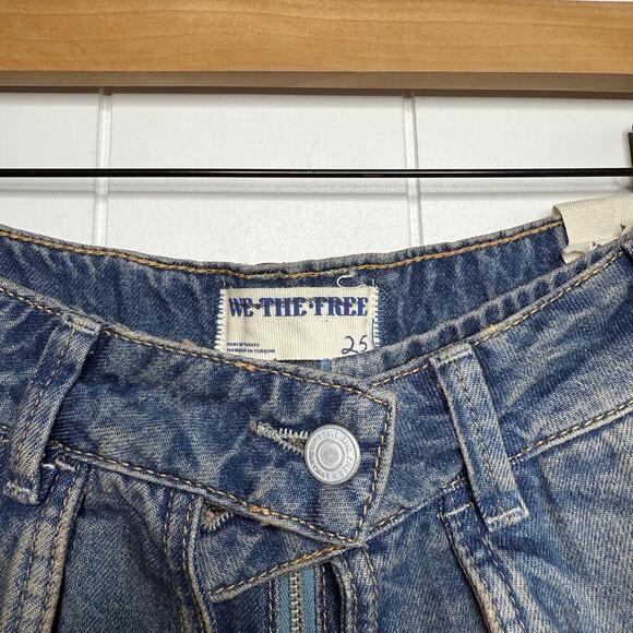 Free People shorts 25 denim high rise boho cotton jeans - Picture 8 of 8